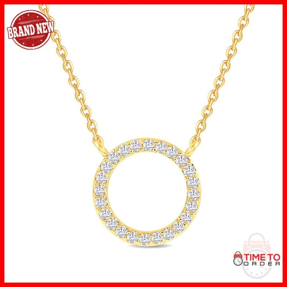18K Gold Plated Moissanite Pendant Necklace with 16+2 Inch Extender